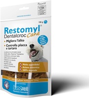 Restomyl Dentalcroc, Migliora l'alito. Previene la Formazione di Placca e Tartaro dei cani - Confezione150g