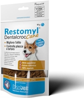 Restomyl Dentalcroc, Migliora l'alito. Previene la Placca e il Tartaro dei Cani - 60 g