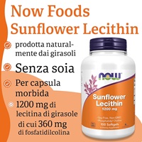 Lecitina di Girasole, 1200mg, Alta Dose, 100 Softgels, Senza Soia, Senza Glutine