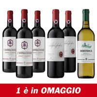 Box 5+1 OMAGGIO mista 5 Castelli del Grevepesa Chianti Classico con “OMAGGIO” 1 Vernaccia di S. Gimignano Bertesca