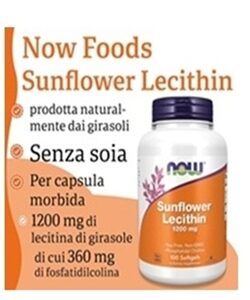 Lecitina di Girasole, 1200mg, Alta Dose, 100 Softgels, Senza Soia, Senza Glutine