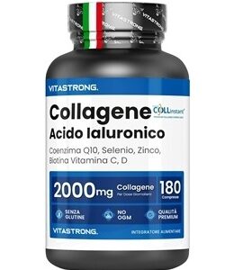 Collagene Idrolizzato con Acido Ialuronico, Biotina, Coenzima Q10, Zinco, Selenio, Vitamina C, Vitamina D 2000MG -Vitastrong