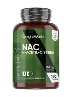 NAC N-Acetil-Cisteina, 600mg per Dose Giornaliera, 180 Capsule, 1 Sola Capsula al Giorno, Integratore per Uomo e Donna, Senza Magnesio Stearato